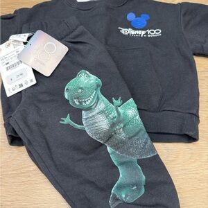 Zara Kids Matching Set - Black with Green Dinosaur